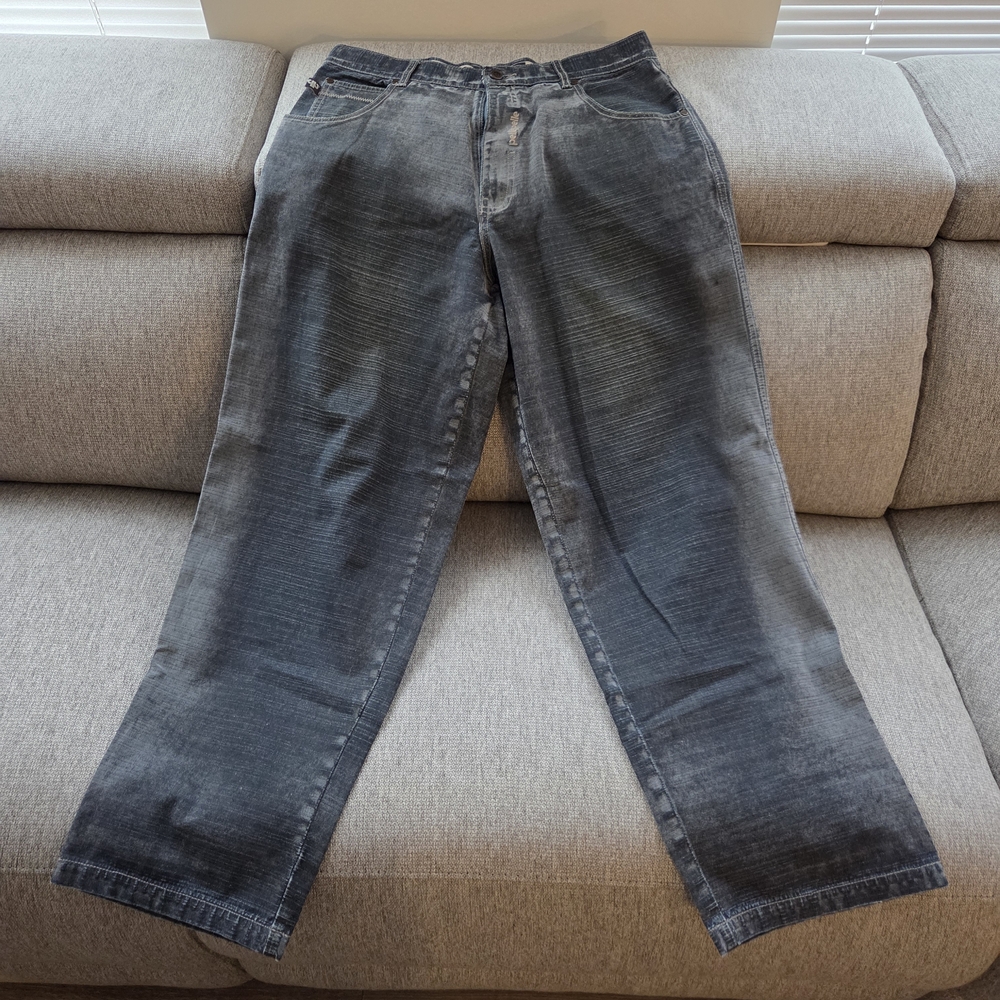 Pelle Pelle Men's Washed Gray Relaxed Jeans Retro